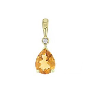 Faller pear cut citrine gemstone & diamond halo 18ct yellow gold ladies pendant with chain, 18kt, designer, handmade by Faller, Derry/ Londonderry, hand crafted, precious jewellery, jewelry