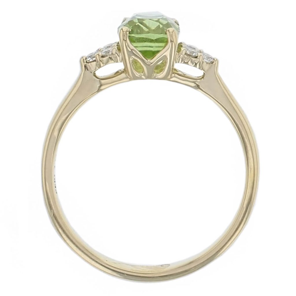 Peridot & Diamond 18ct Yellow Gold Shoulder set Athena Ring