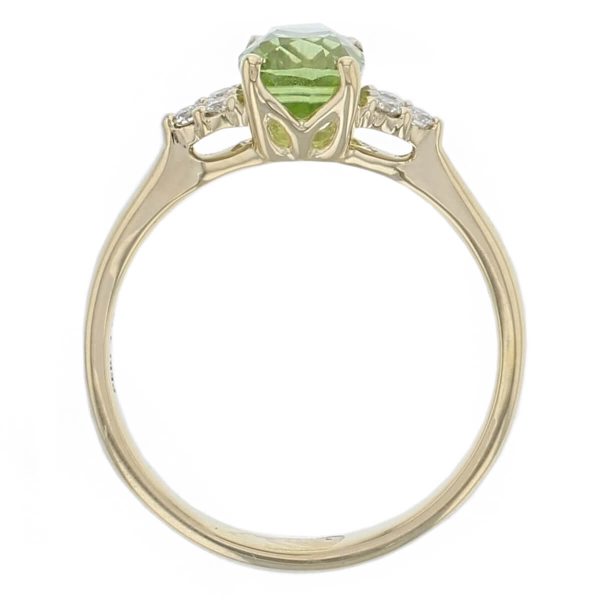 Peridot & Diamond 18ct Yellow Gold Shoulder set Ring