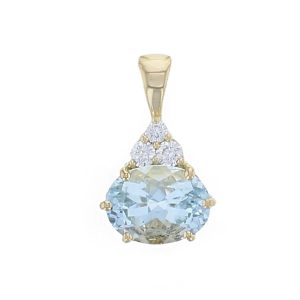 aquamarine & diamond 18ct yellow gold ladies pendant with chain, 18kt, designer, handmade by Faller, Derry/ Londonderry, hand crafted, precious jewellery, march birthstone, jewelry