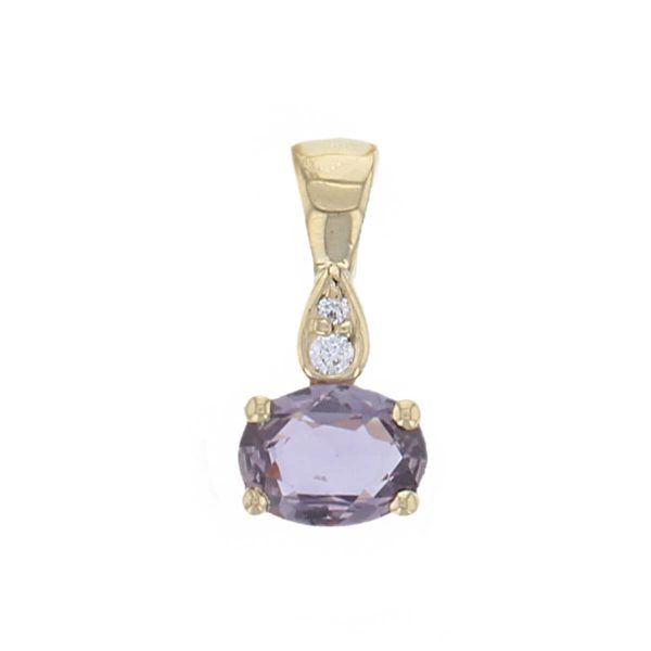 purple sapphire & diamond 18ct yellow gold ladies pendant with chain, 18kt, designer, handmade by Faller, Derry/ Londonderry, hand crafted, precious jewellery, september birthstone, jewelry