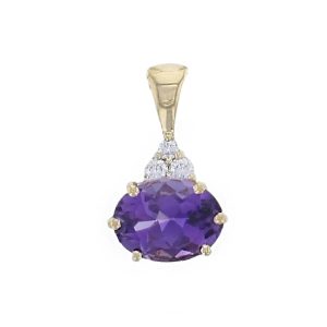 amethyst & diamond 18ct yellow gold ladies pendant with chain, 18kt, designer, handmade by Faller, Derry/ Londonderry, hand crafted, precious jewellery, february birthstone, jewelry