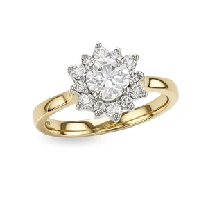 round brilliant cut diamond cluster engagement ring,