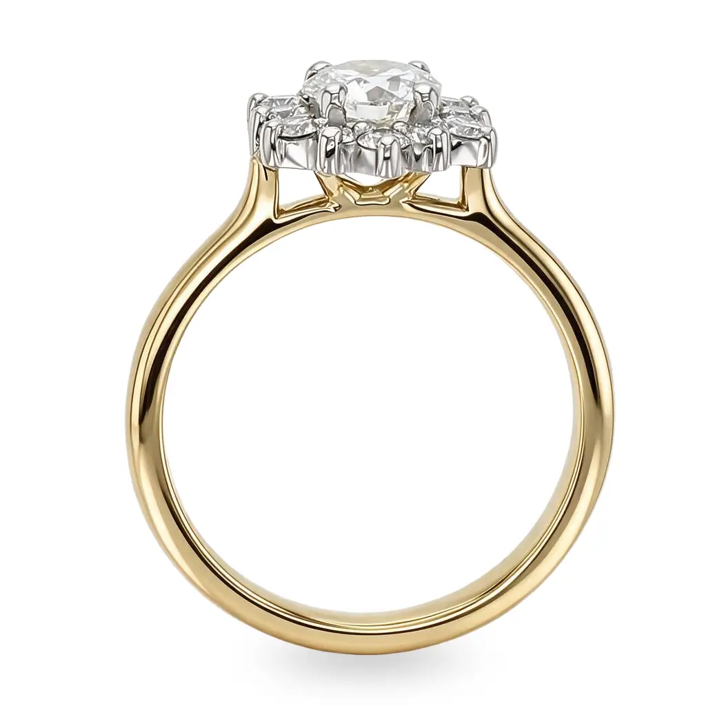 round brilliant cut diamond cluster engagement ring,