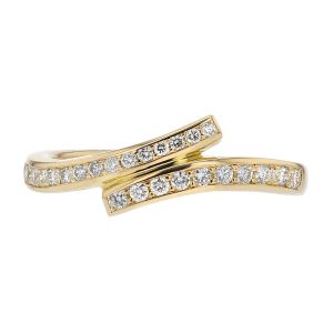 18ct yellow gold and diamond cross-over dress ring