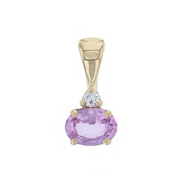 Oval pink sapphire & diamond pendant with chain