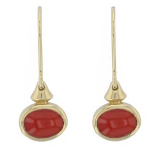 18ct yellow gold carnelian drops