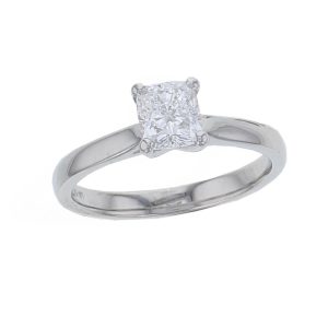 cushion cut diamond solitaire engagement ring, platinum, designer, handmade by Faller, hand crafted, betrothal, promise, precious jewellery, jewelry, GIA certified, G.I.A. GIA