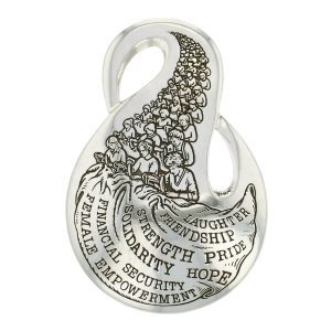 shirt factory girls silver brooch, front view