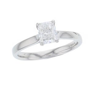 radiant cut diamond solitaire engagement ring, platinum, designer, handmade by Faller, hand crafted, betrothal, promise, precious jewellery, jewelry, GIA certified, G.I.A. GIA