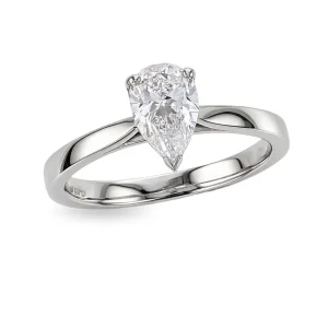 pear cut diamond solitaire engagement ring, platinum, designer, handmade by Faller, hand crafted, betrothal, promise, precious jewellery, jewelry, GIA certified, G.I.A. GIA