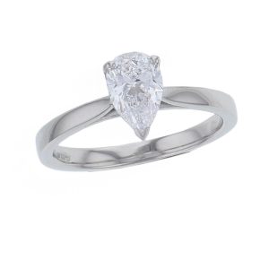 pear cut diamond solitaire engagement ring, platinum, designer, handmade by Faller, hand crafted, betrothal, promise, precious jewellery, jewelry, GIA certified, G.I.A. GIA