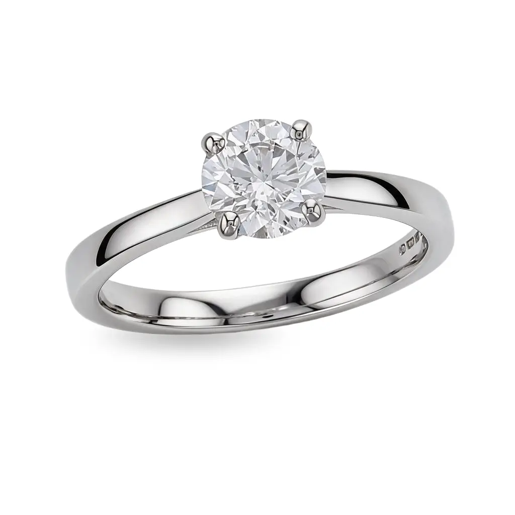 round brilliant cut diamond solitaire engagement ring, platinum, designer, handmade by Faller, hand crafted, betrothal, promise, precious jewellery, jewelry, GIA certified, G.I.A. GIA