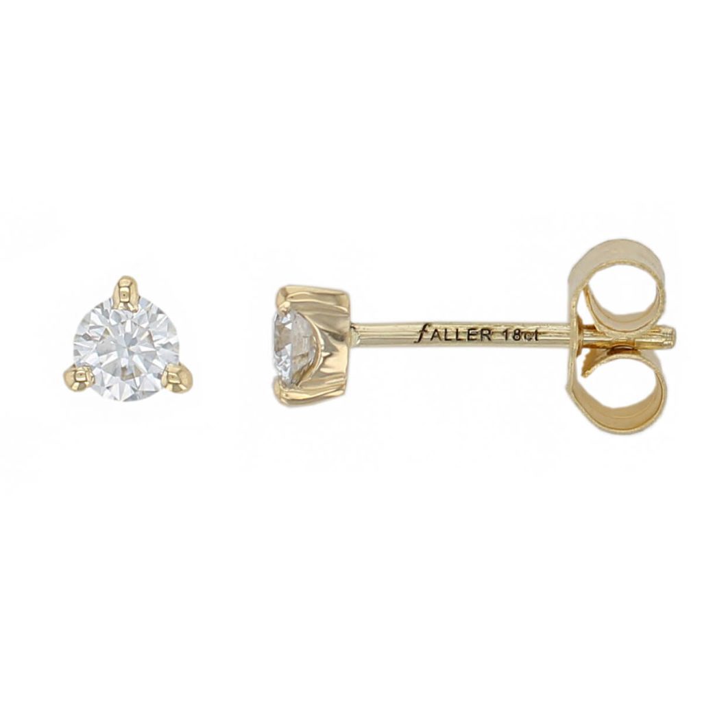 18ct yellow gold claw set diamond stud earrings