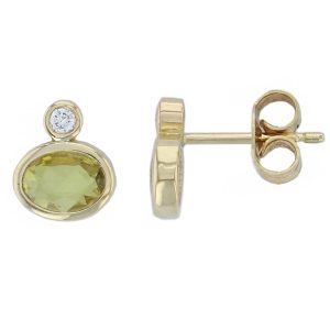 18ct yellow gold pink sapphire & diamond studs