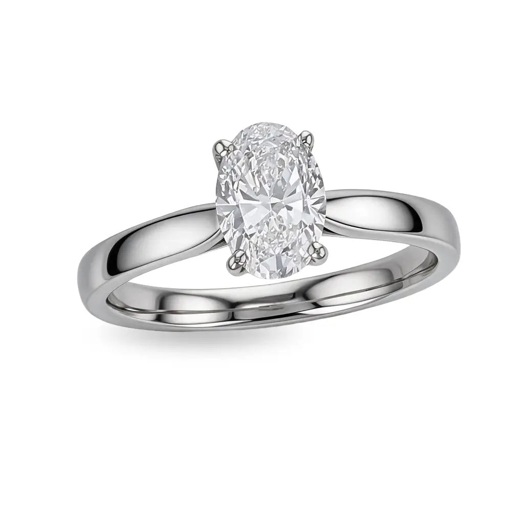 oval cut diamond solitaire engagement ring, platinum & 18ct yellow gold, 18kt, designer, handmade by Faller, hand crafted, betrothal, promise, precious jewellery, jewelry, hand crafted, GIA certified, , G.I.A. GIA, 4 claw setting