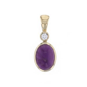 amethyst, diamond, 18ct yellow gold, pendant