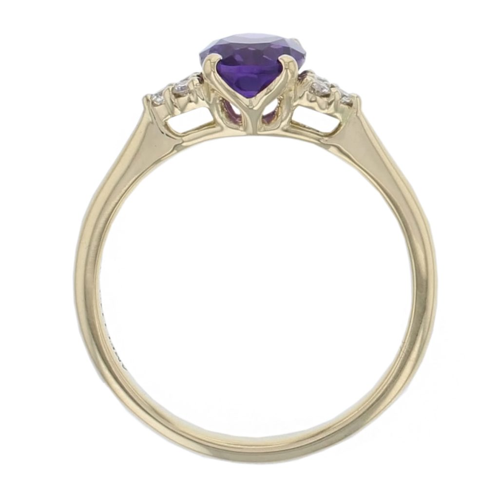 Amethyst & Diamond 18ct Yellow Gold Shoulder set Ring