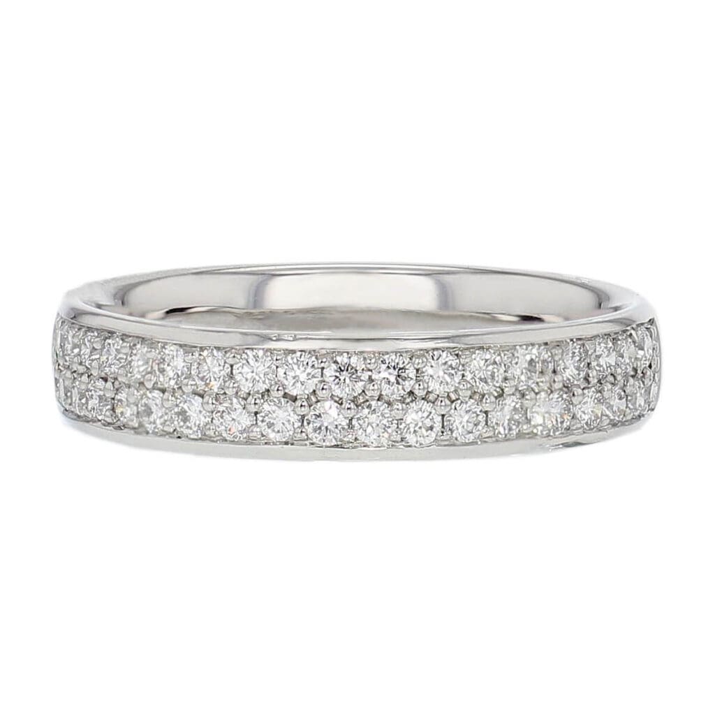 Platinum ladies double row diamond eternity ring