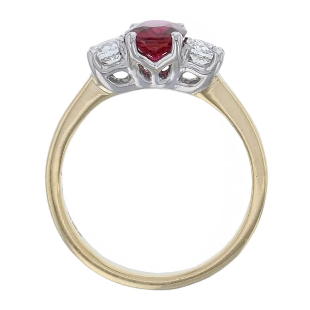spinel, diamond 18ct yellow gold & platinum trilogy ring