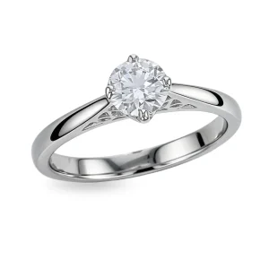 round brilliant cut diamond solitaire engagement ring, platinum, designer, handmade by Faller, hand crafted, betrothal, promise, precious jewellery, jewelry, GIA certified, G.I.A. GIA