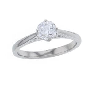 round brilliant cut diamond solitaire engagement ring, platinum, designer, handmade by Faller, hand crafted, betrothal, promise, precious jewellery, jewelry, GIA certified, G.I.A. GIA