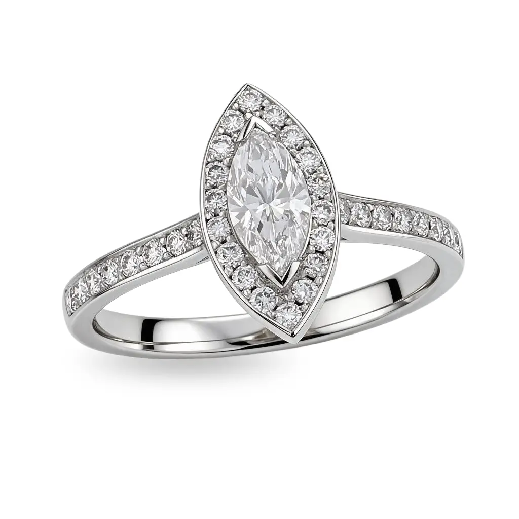 marquise cut diamond cluster engagement ring, platinum, designer, handmade by Faller, hand crafted, betrothal, promise, precious jewellery, jewelry, hand crafted dress ring