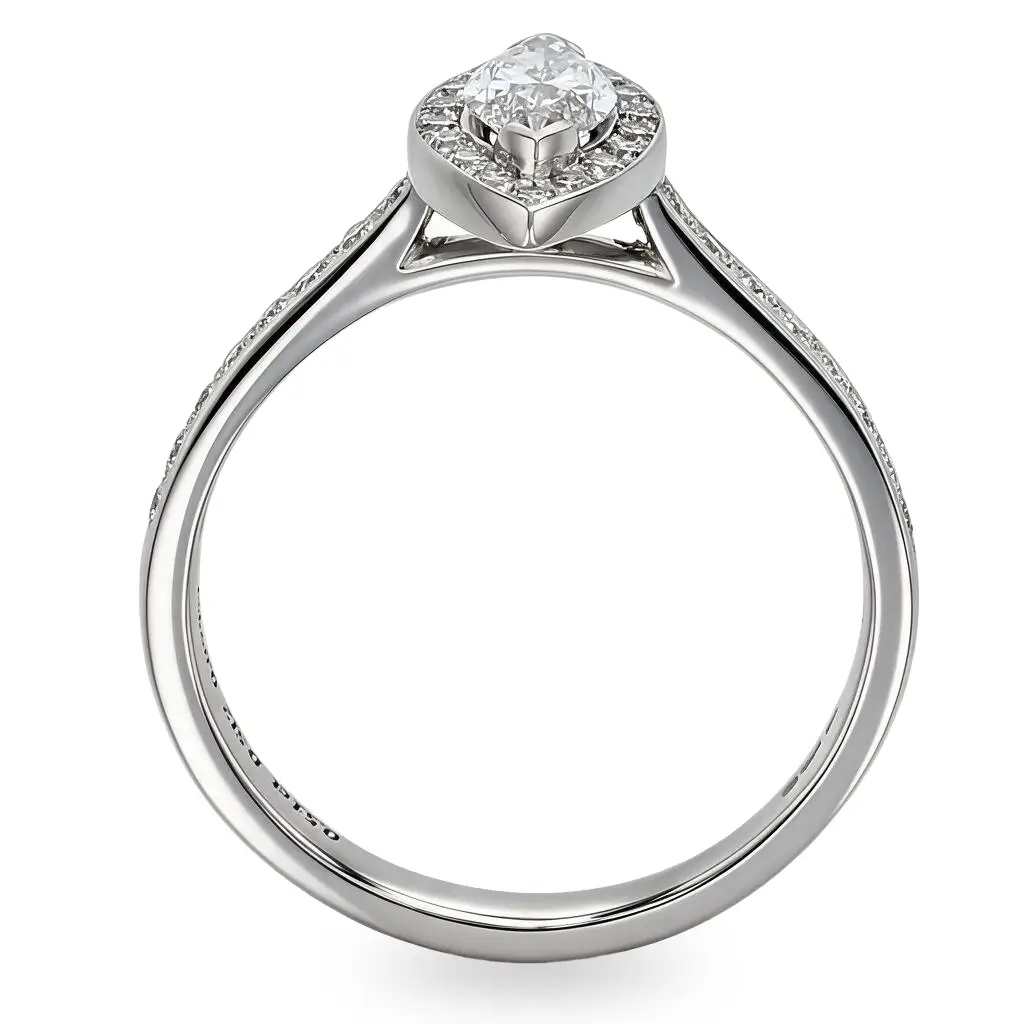 marquise cut diamond cluster engagement ring, platinum, designer, handmade by Faller, hand crafted, betrothal, promise, precious jewellery, jewelry, hand crafted dress ring
