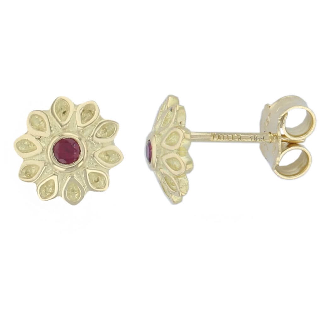 echinacea earrings, flower ruby earrings, echinacea flower stud earrings ekaneesha, enchina, purple cone flower