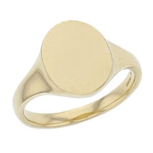 Oval solid 18ct yellow gold signet dress ring