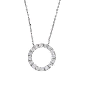 Large Eternal Circle White Gold Diamond Pendant & Chain