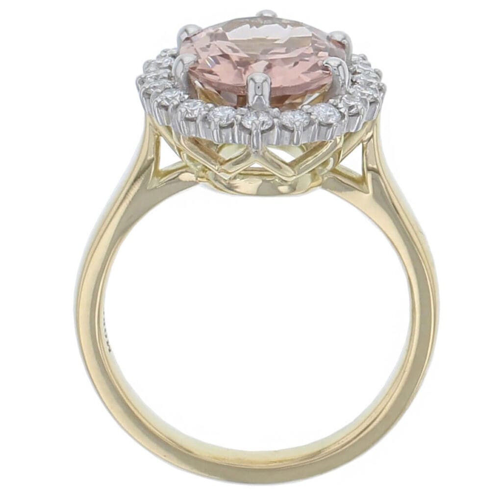 Morganite & Diamond 18ct Yellow Gold & Platinum Cluster/Halo Ring
