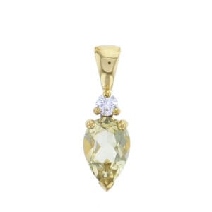 Golden Beryl & Diamond 18ct Yellow Gold Pendant