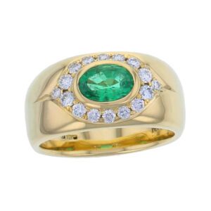 Emerald & Diamond 18ct Yellow Gold Nova Ring