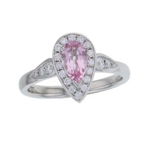 Morganite & Diamond Platinum Cluster/Halo Ring