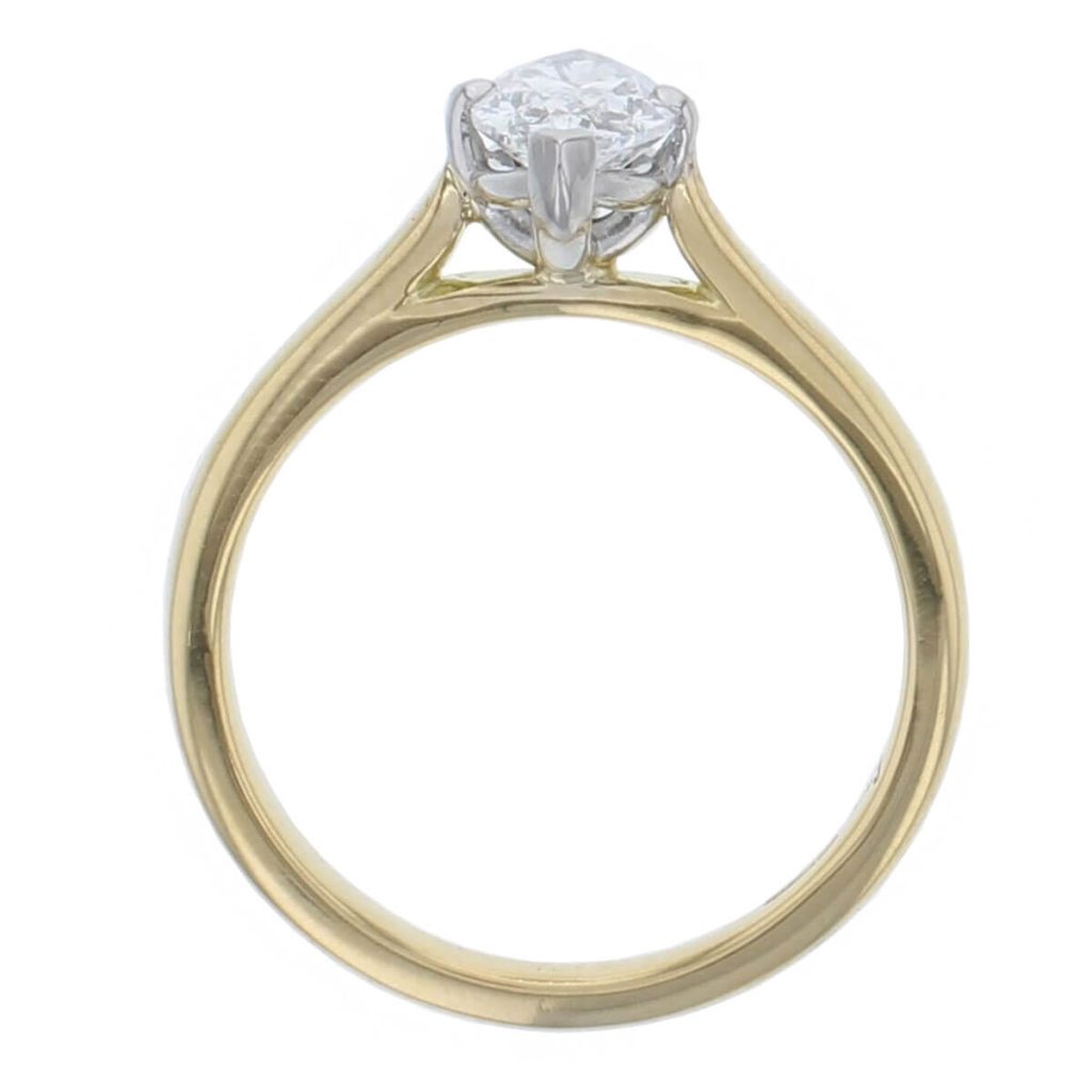 marquise cut diamond solitaire engagement ring, platinum & 18ct yellow gold, 18kt, designer, handmade by Faller, hand crafted, betrothal, promise, precious jewellery, jewelry, hand crafted, GIA certified, , G.I.A. GIA, 4 claw setting