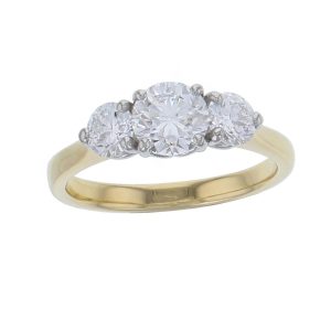 Diamond Platinum & 18ct Yellow Gold Trilogy Ring 1.54ct
