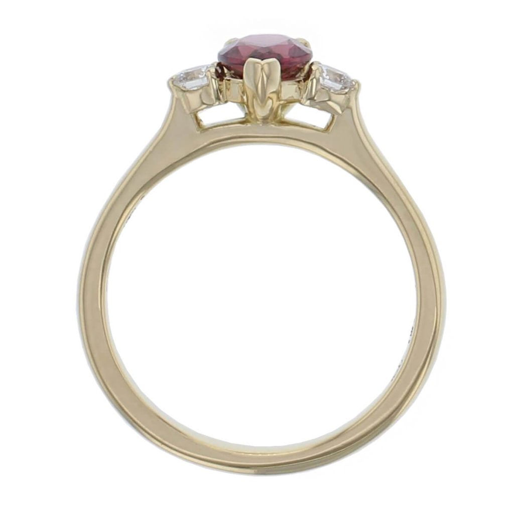 Garnet & Diamond 18ct Yellow Gold Trilogy Ring