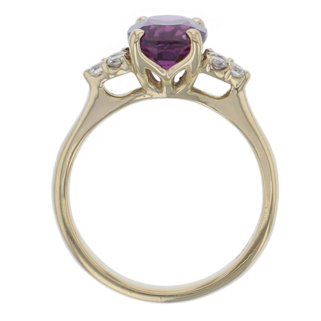 Garnet & Diamond 18ct Yellow Gold Shoulder set Ring
