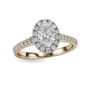 oval cut diamond cluster engagement ring, 18ct yellow gold, platinum, designer, handmade by Faller, hand crafted, betrothal, promise, precious jewellery, jewelry, hand crafted dress ring