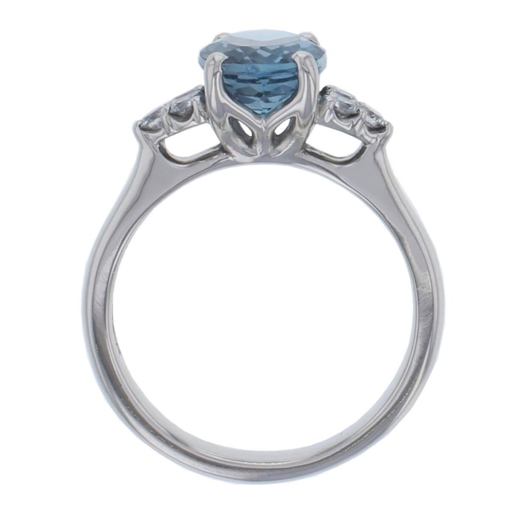 Blue Topaz & Diamond Platinum Shoulder set Ring
