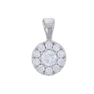 Round brilliant cut diamond 18ct white gold ladies pendant with chain, 18kt, designer, handmade by Faller, Derry/ Londonderry, hand crafted, precious jewellery, jewelry