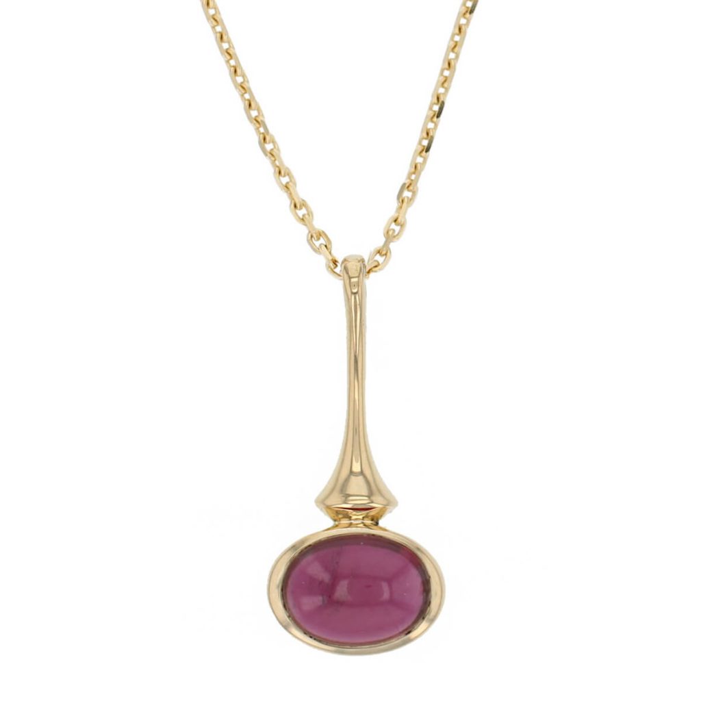 Cabochon garnet 18ct yellow gold pendant