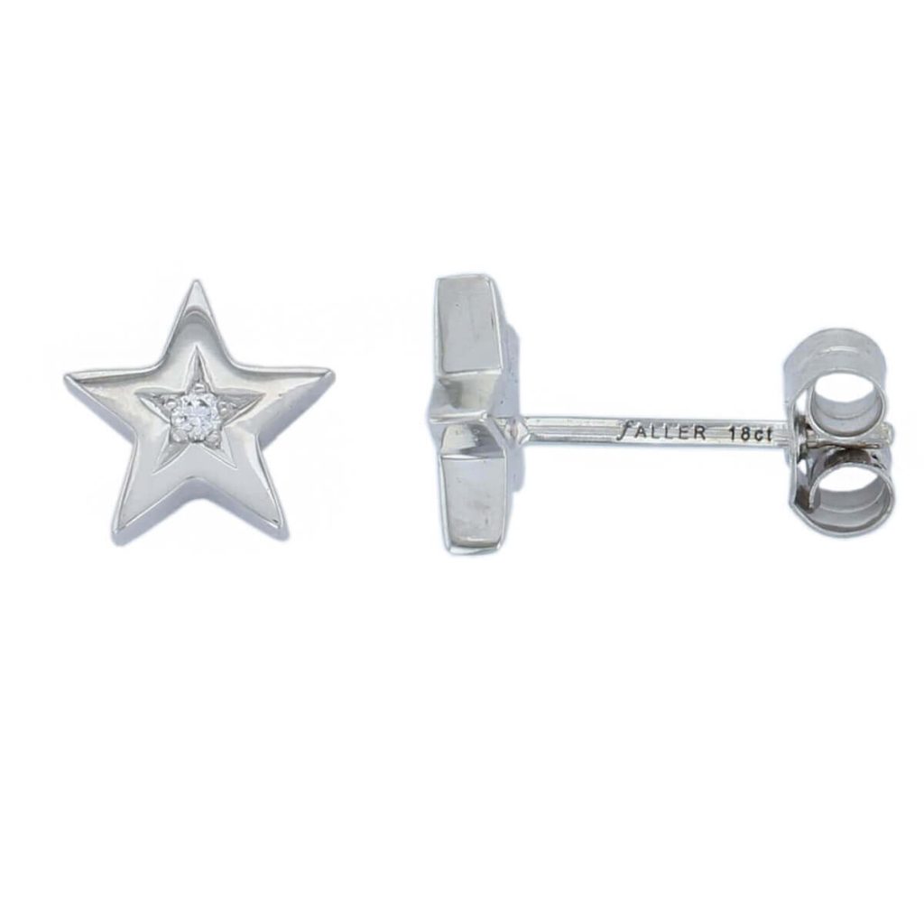 18ct white gold claw set diamond star stud earrings