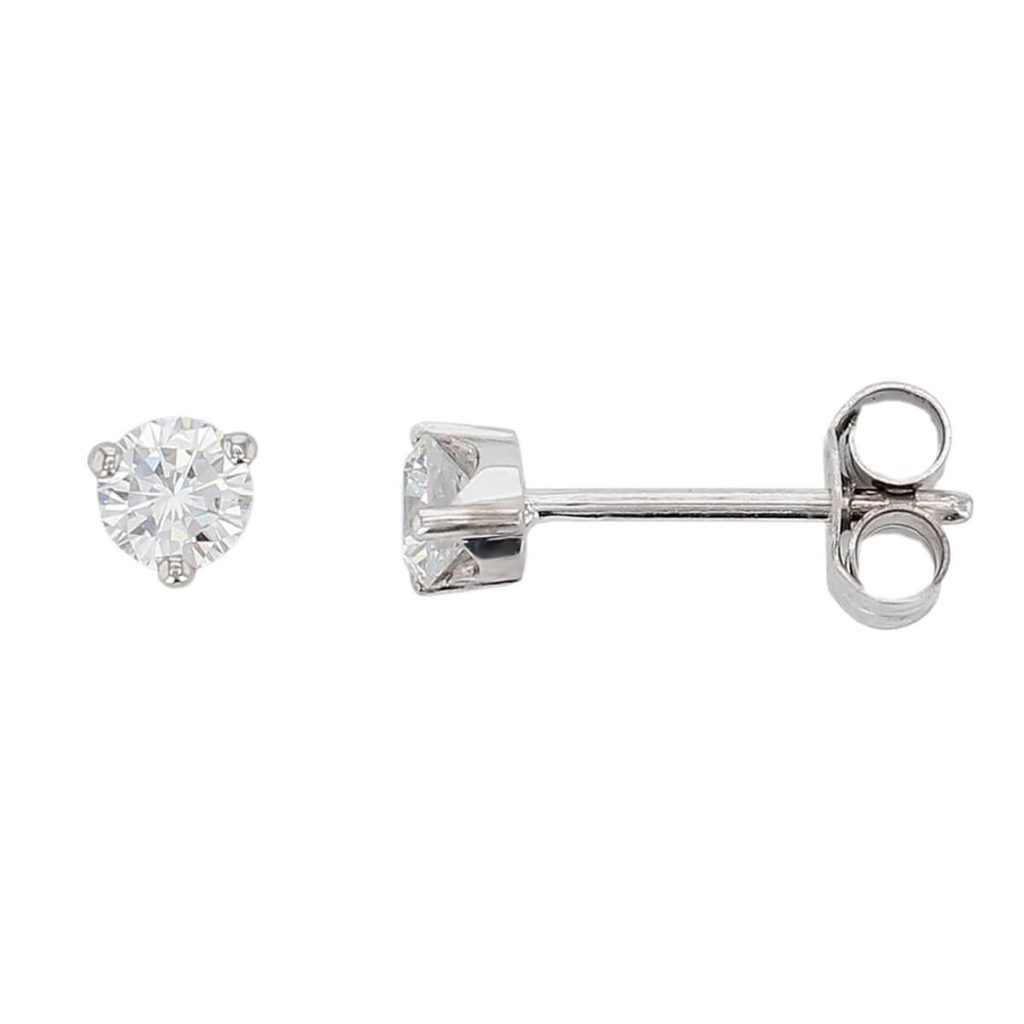 18ct white gold claw set diamond stud earrings