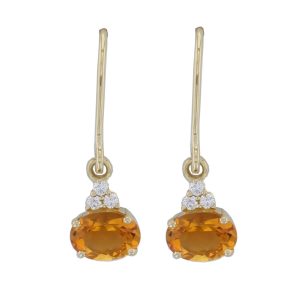 18ct yellow gold citrine & diamon drops