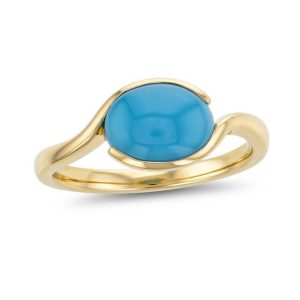 18ct yellow gold oval cabochon cut turquoise gemstone ladies dress ring, designer jewellery, gem, jewelry, handmade by Faller, Londonderry, Northern Ireland, Irish hand crafted