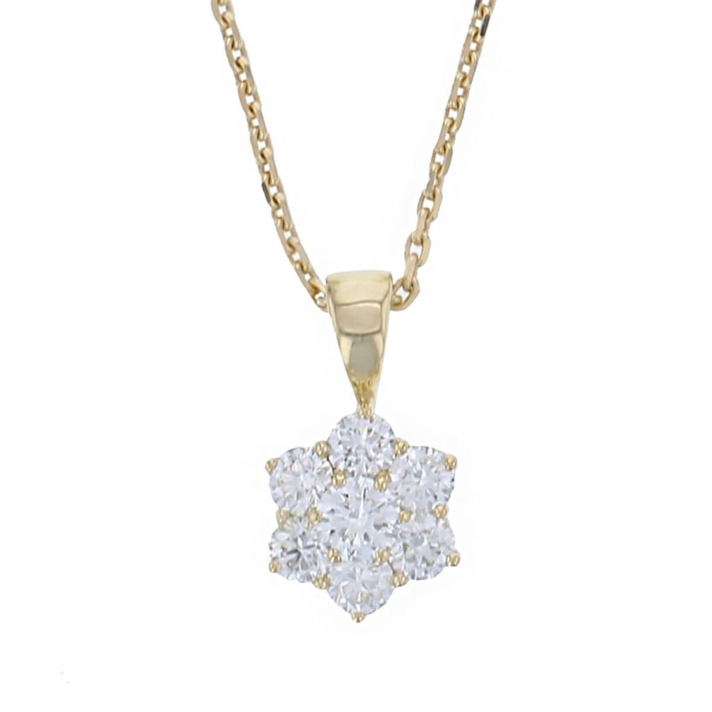 Round brilliant cut diamond 18ct yellow gold ladies pendant with chain, 18kt, designer, handmade by Faller, Derry/ Londonderry, hand crafted, precious jewellery, jewelry