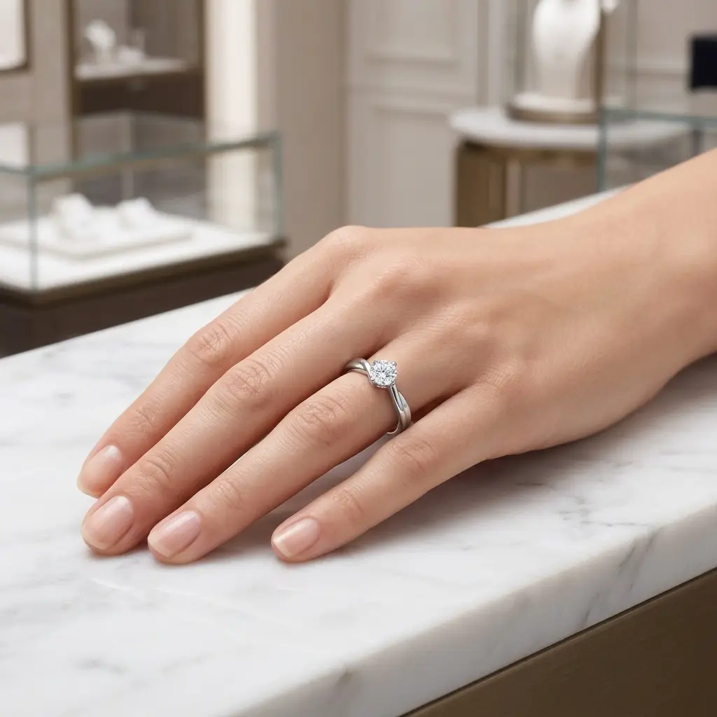 round brilliant cut diamond solitaire engagement ring, platinum, designer, handmade by Faller, hand crafted, betrothal, promise, precious jewellery, jewelry, GIA certified, G.I.A. GIA