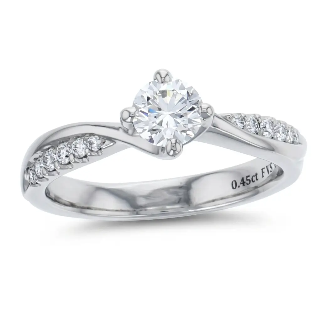 round cut diamond multi-stone shoulder set engagement ring, platinum, designer, handmade by Faller, hand crafted, betrothal, promise, precious jewellery, jewelry, GIA certified, bridal set, hand crafted, G.I.A. GIA, multistone